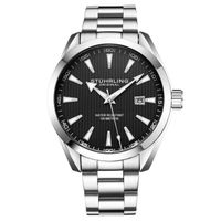 🇺🇸 Herrenuhr®Stührling New York Quarz 5 Bar Silber Schwarz