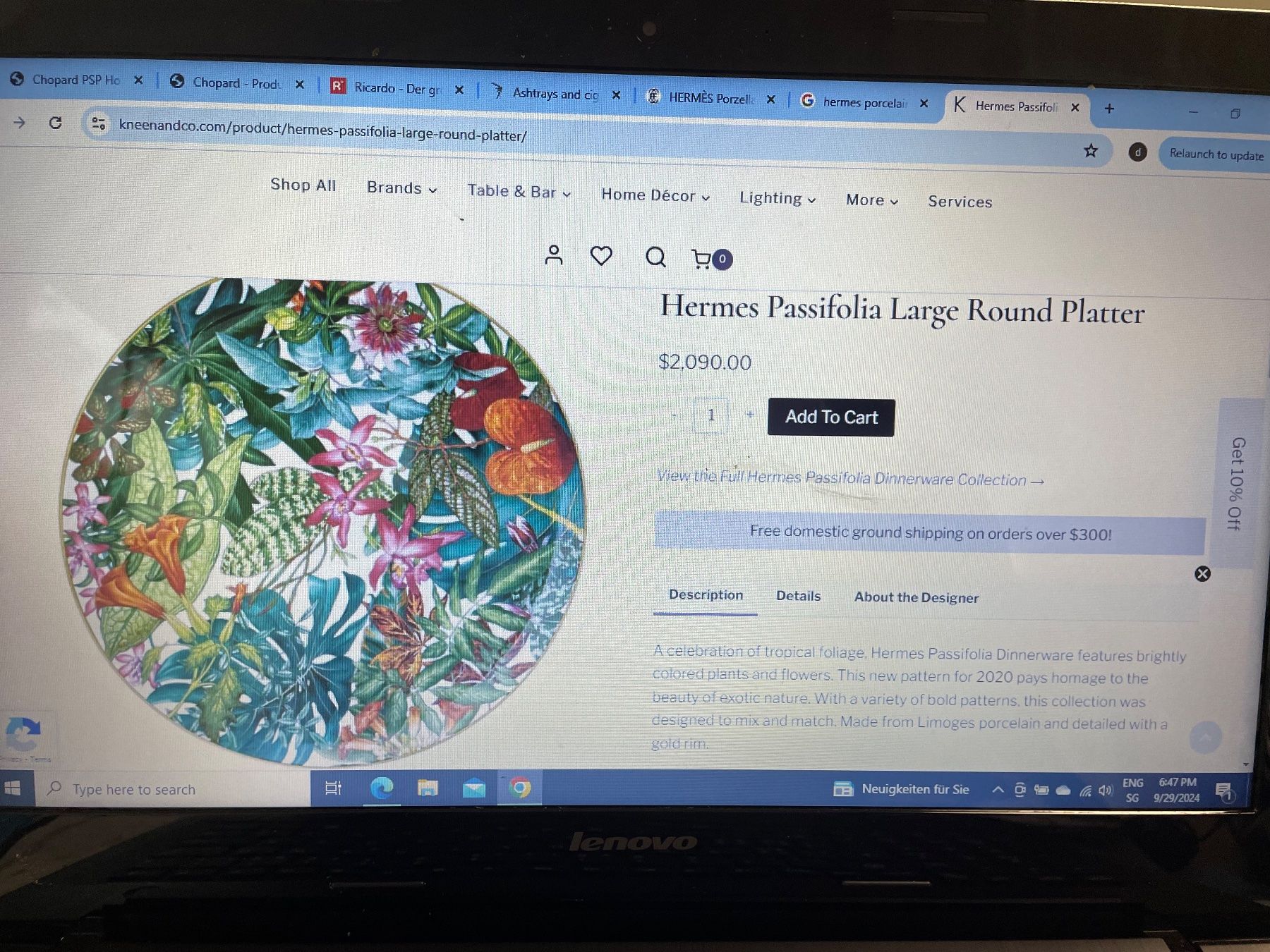 Hermès Plateaux: Hermes Passifolia Large Round Platter – Neuf (Voir description) à Schönenberg ZH par JaluTa 1