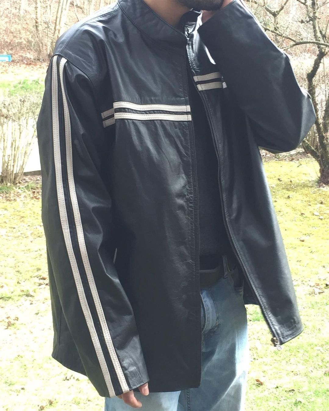 Giacche: Lederjacke mit weissen Streifen, XL – Nuovo (secondo la descrizione) da Gümligen venduto da Xochitl 3
