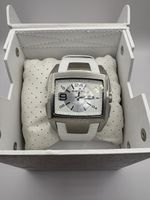 Diesel Homme Montre, bracelet cuir blanc, parfait!