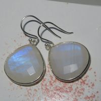 Ohrringe MONDSTEIN 925 Silber Fazettiert