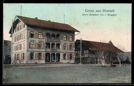 AK Huttwil, Hotel Bahnhof von J. Binggeli