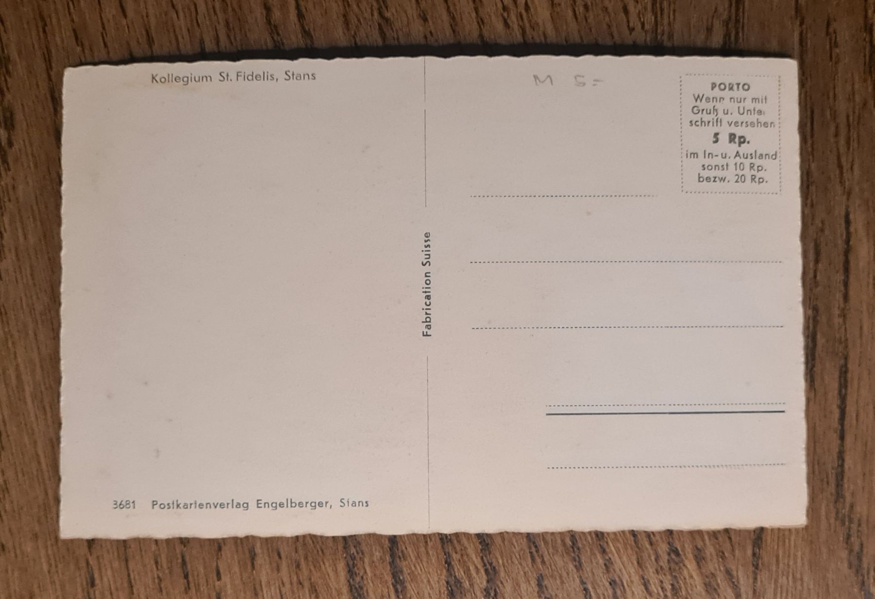 Cartoline postali: Kollegium Fidelis Stans – Usato da Ebikon venduto da Donar50 1
