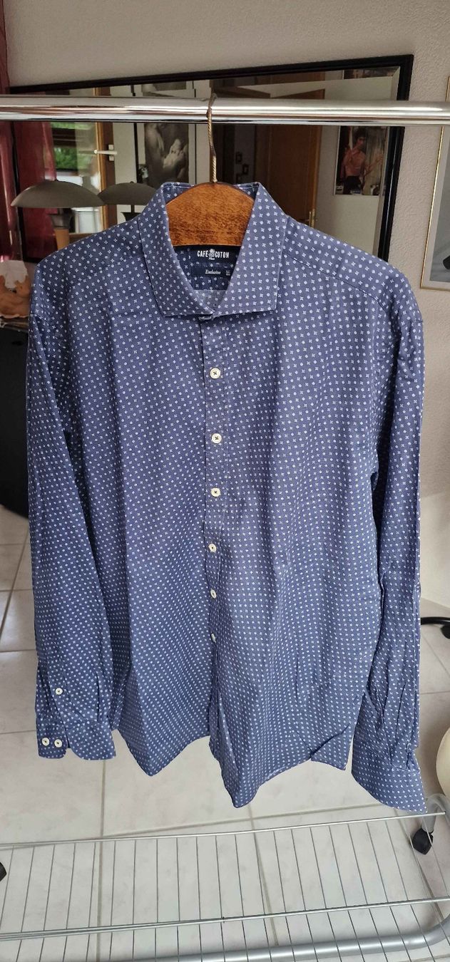 Camicie: Cafe Cotton Shirt blue pattern size L used – Usato da Vernier venduto da dyl_8v8k