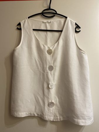 Chemisier sans manches en lin blanc - Mango - taille M
