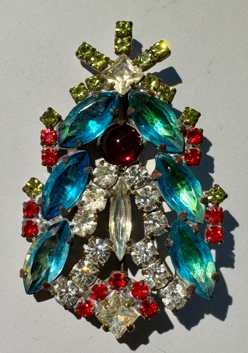 Broche vintage oiseau de feu avec strass - Montres & Bijoux