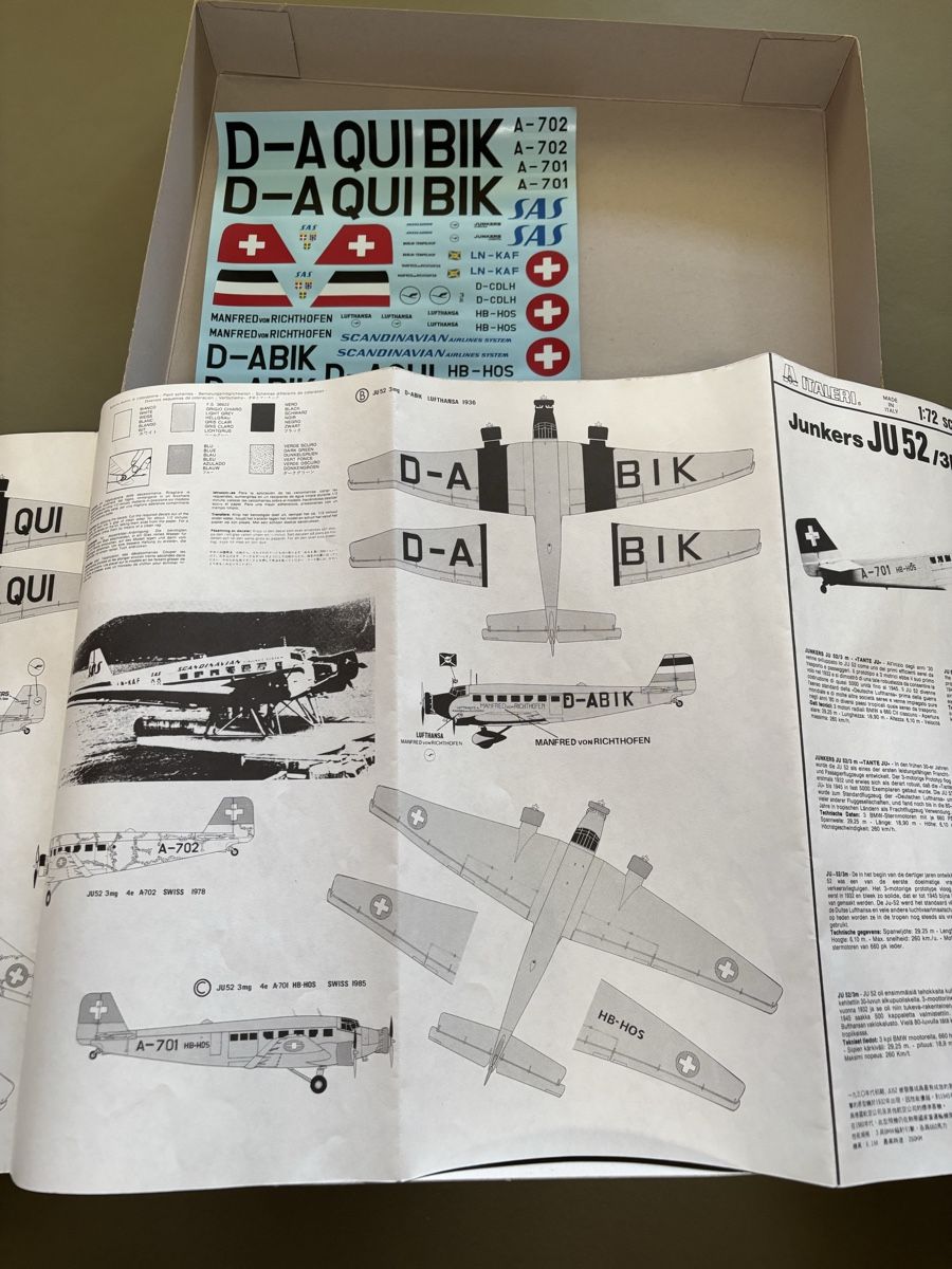 Italeri Kit di modellismo & Modellini statici: Junkers Ju 52 Lufthansa 1/72 Italeri – Nuovo (secondo la descrizione) da Kloten venduto da CalcioNMore 2