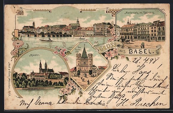 Ansichtskarten: Litho Basel, Münster, Das Spatenthor, M – Gebraucht aus Berlin von bartko-reher