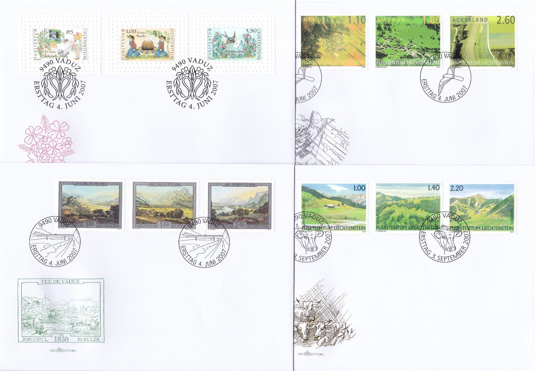 Tutti i francobolli: 34 Stk. FDCs "Liechtenstein" 2007 & 2008 – Usato da Münchwilen AG venduto da Nesar 1