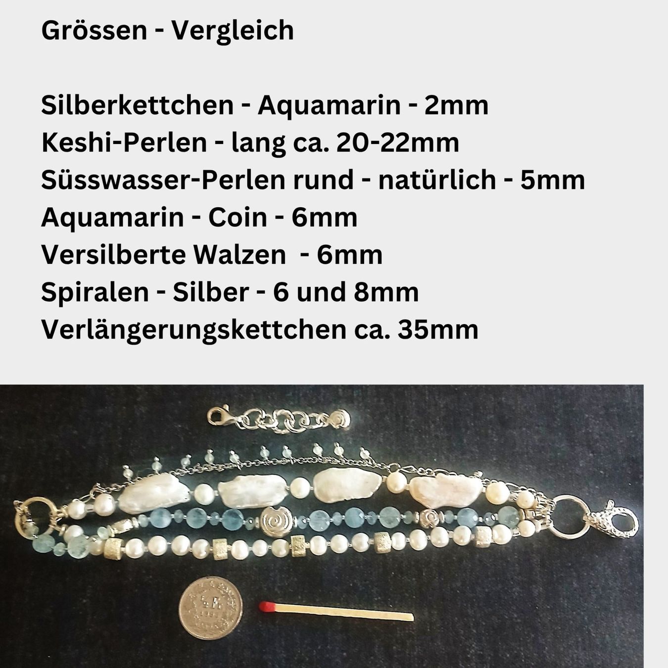 Armbänder & -reifen: Statement-Perlen-Armband mit Aquamarin und Silber - Unikat – Neu und originalverpackt aus Lütisburg von Emarra 6