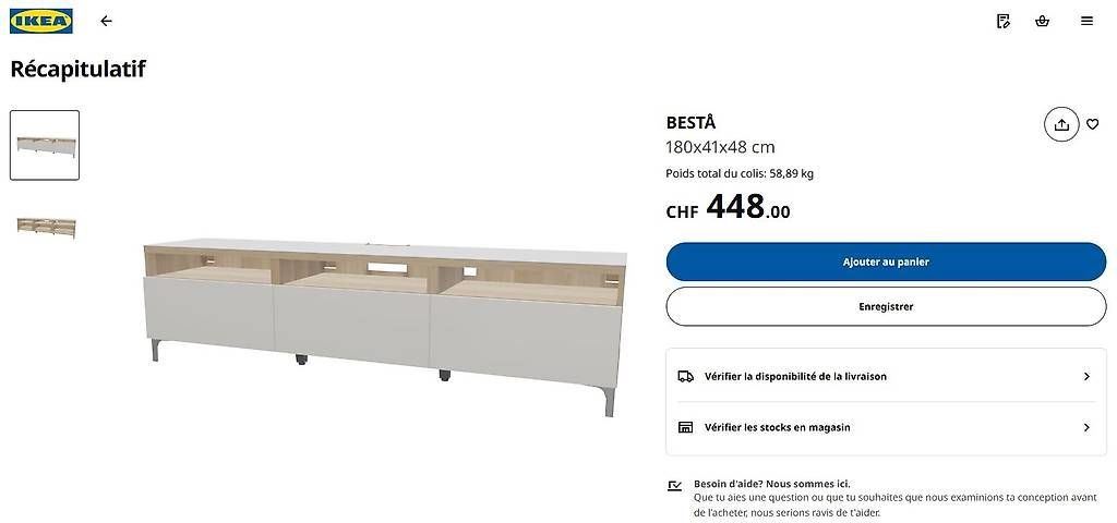 Mobili TV: Meuble TV Ikea BESTA – Usato da Coppet venduto da Bmurset 4
