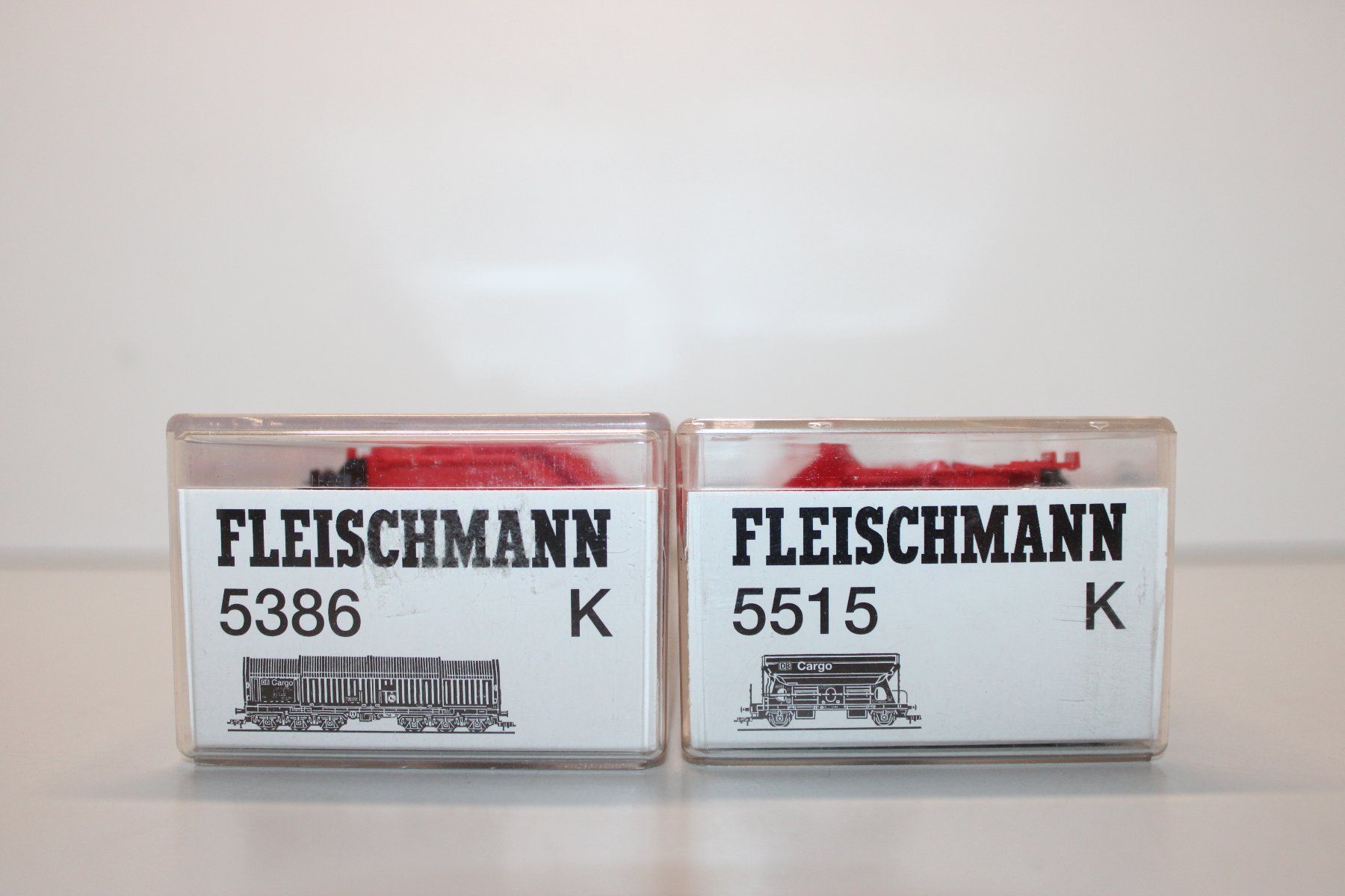 Fleischmann Modellini di ferrovie: Fleischmann 5515+5386 Deutsche Bahn AG DBCargo Güterwagen DC – Usato da Basel venduto da mhmarken 7