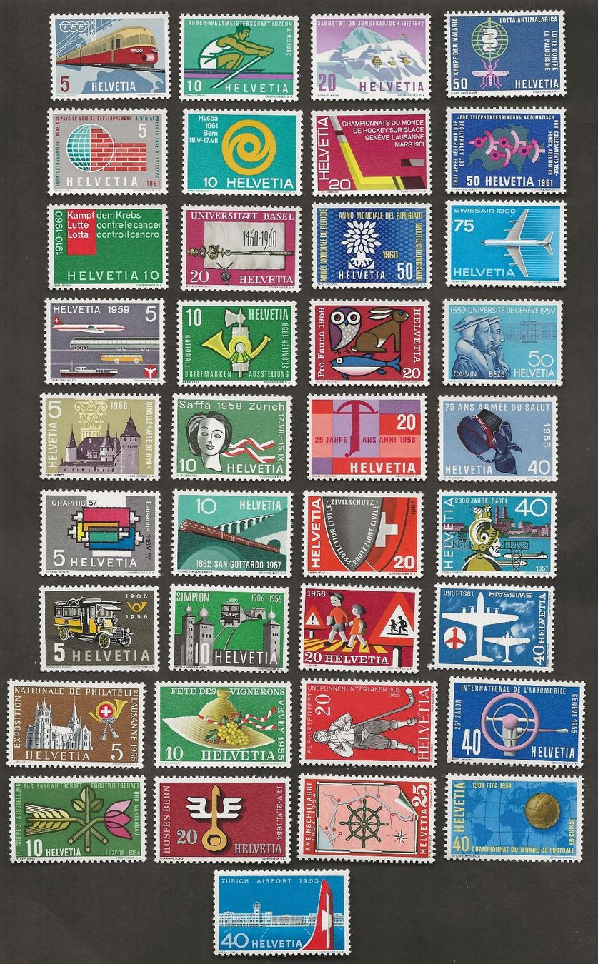 Alle Briefmarken: Schweiz 37 Werbemarken postfrisch Katalog 60.- – Neu (gemäss Beschreibung) aus Au ZH von xelagreb01