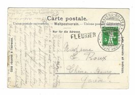 Stabstempel Fleurier / Bahnstempel Travers-Buttes 1909 ci