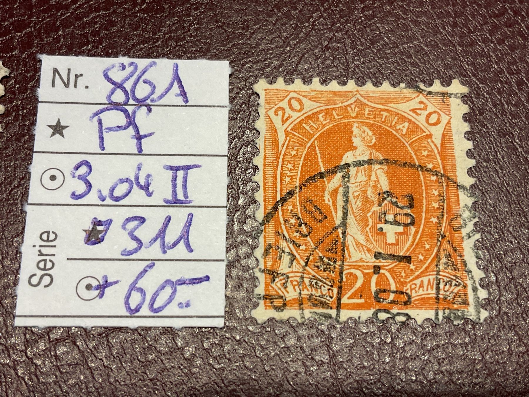 Tutti i francobolli: Stehende Helvetia 4 x 86 A mit Retouche oder Plattenfehler – Usato da Laupen BE venduto da Infulaenzer-5 2