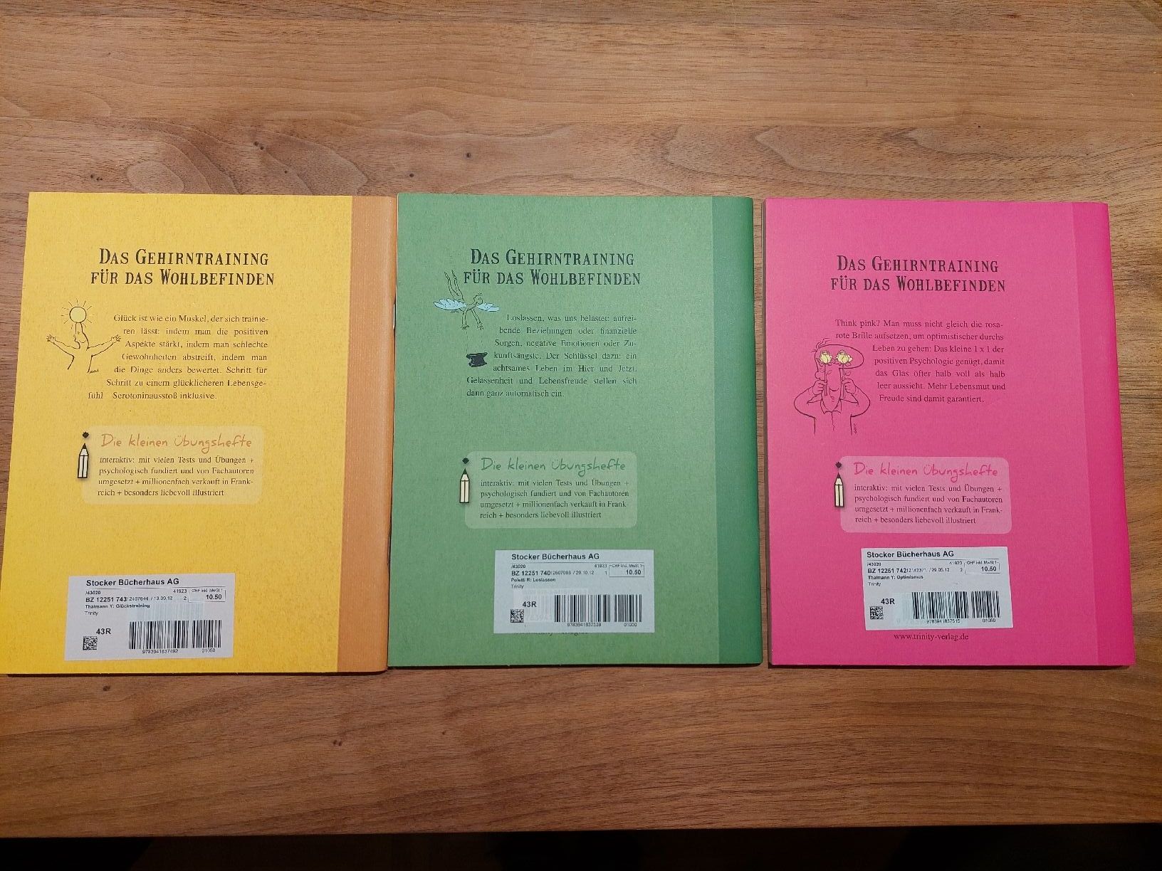 Bücher: 3 kleine Übungshefte: Glückstraining, Loslassen, Optimismus – Neu (gemäss Beschreibung) aus Brunnen von Livianda 1