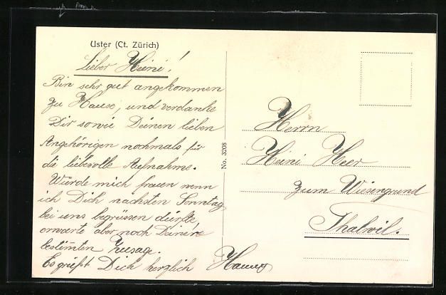 Cartoline postali: AK Uster, Ortspartie mit Kirche – Usato da Berlin venduto da bartko-reher 1