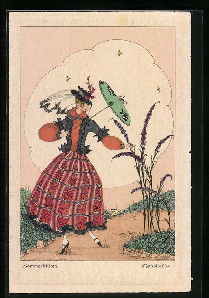 Cartoline postali: Mela Köhler: Elegante Dame mit Hut und  – Usato da Berlin venduto da bartko-reher