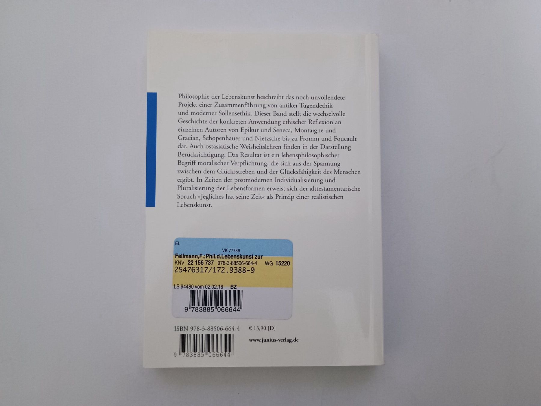 Libri: Philosopie der Lebenskunst - Ferdinand Fellmann – Usato da Zürich venduto da Frinka 1