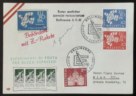 Schweiz 1961 – Erster Postraketenflug Bellinzona Z-Rakete