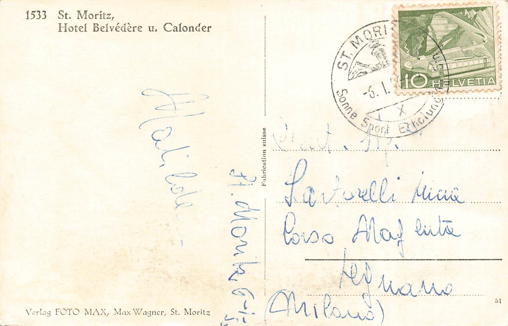 Cartoline postali: St. Moritz hotel Schlittschuhlaufen – Usato da Biasca venduto da Blenio71 1