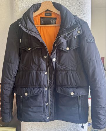 Diesel Winterjacke mit Kapuze, Schwarz, Grösse M