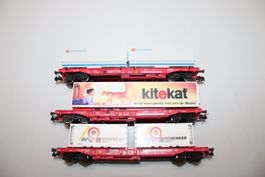Roco 3x Deutsche Bahn AG DB Kombiwaggon Taschenwagen DC H0
