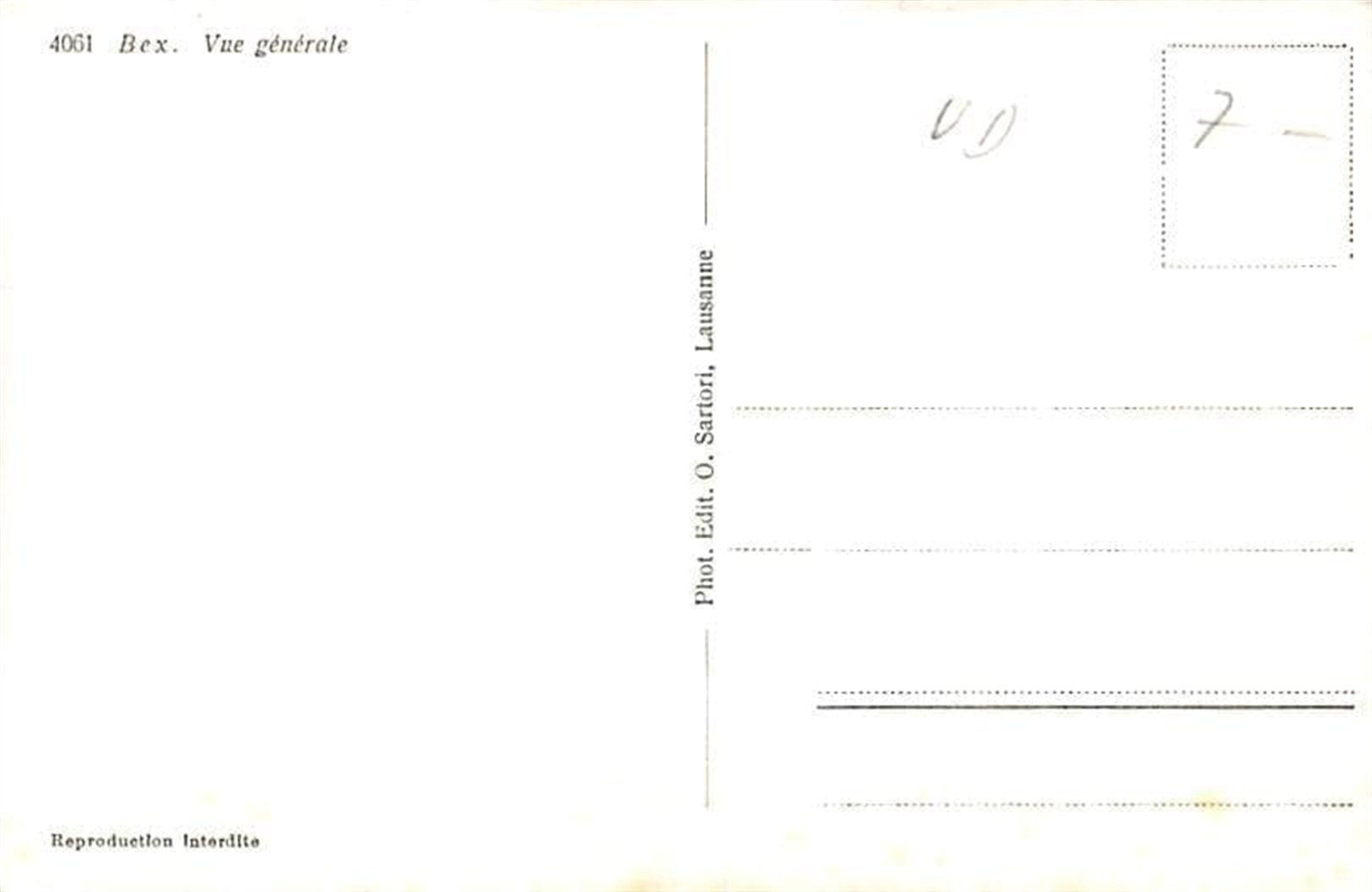 Cartes postales: Bex, Vue générale – D'occasion à Ottikon b.Kemptth. par Neptun1974 1