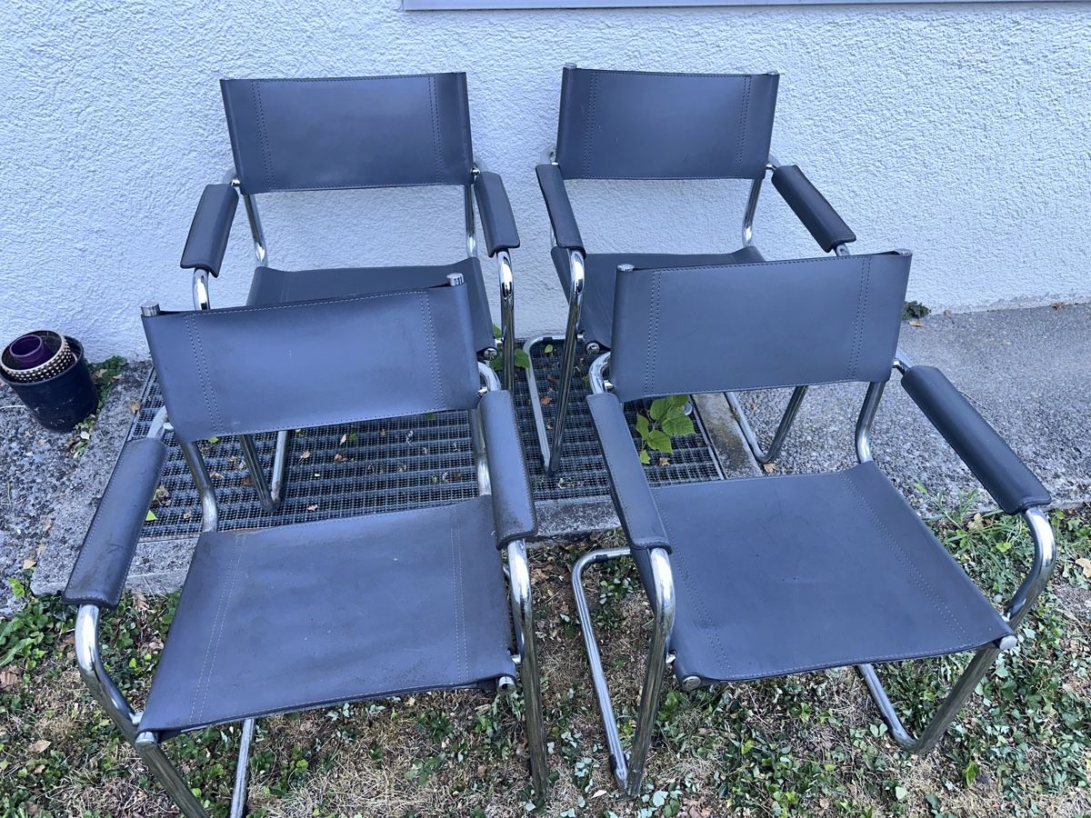 Sedie: 4x Stühle Leder Metall Freischwinger – Usato da Winterthur venduto da aod_hsv7
