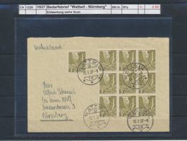 1937 Bedarfsbrief "Wattwil - Nürnberg"