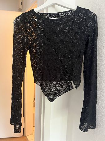 Bluse Spitzenoberteil, schwarz, lace top
