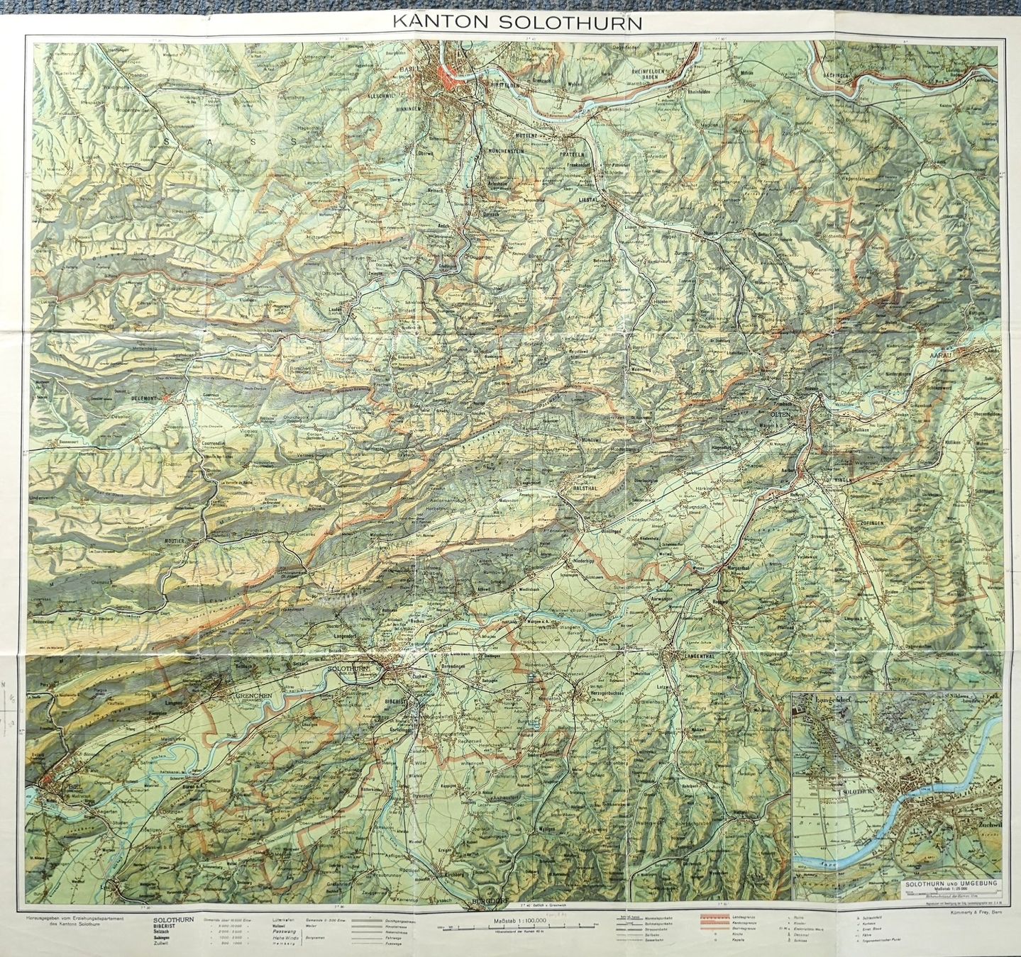 Cartine & Atlanti: SCHULKARTE DES KANTONS SOLOTHURN – Usato da Interlaken venduto da Wermon 1
