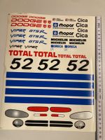 Aufkleber / Sticker-Bogen für 1:10 Modelle Dodge Viper etc.