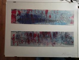 spannende Acryl Streifen Bild Gemälde signiert 2013