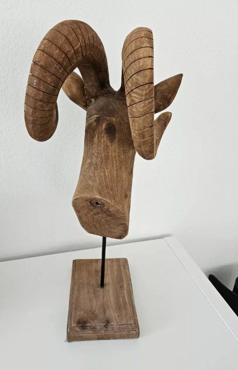 Sculture & Statue: Stylisher Widderkopf aus Holz – Usato da Rotkreuz venduto da Quickseller-Pro 2