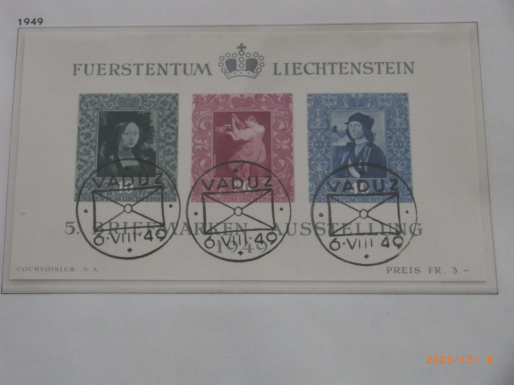 Tutti i francobolli: FL Block 5  W23 FDC 6.8.1949 – Usato da Ittigen venduto da shetland