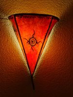 marokkanische Wandlampe Ziegen-Leder rot