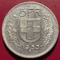 Silbermünze 5 Franken, Jahrgang 1953