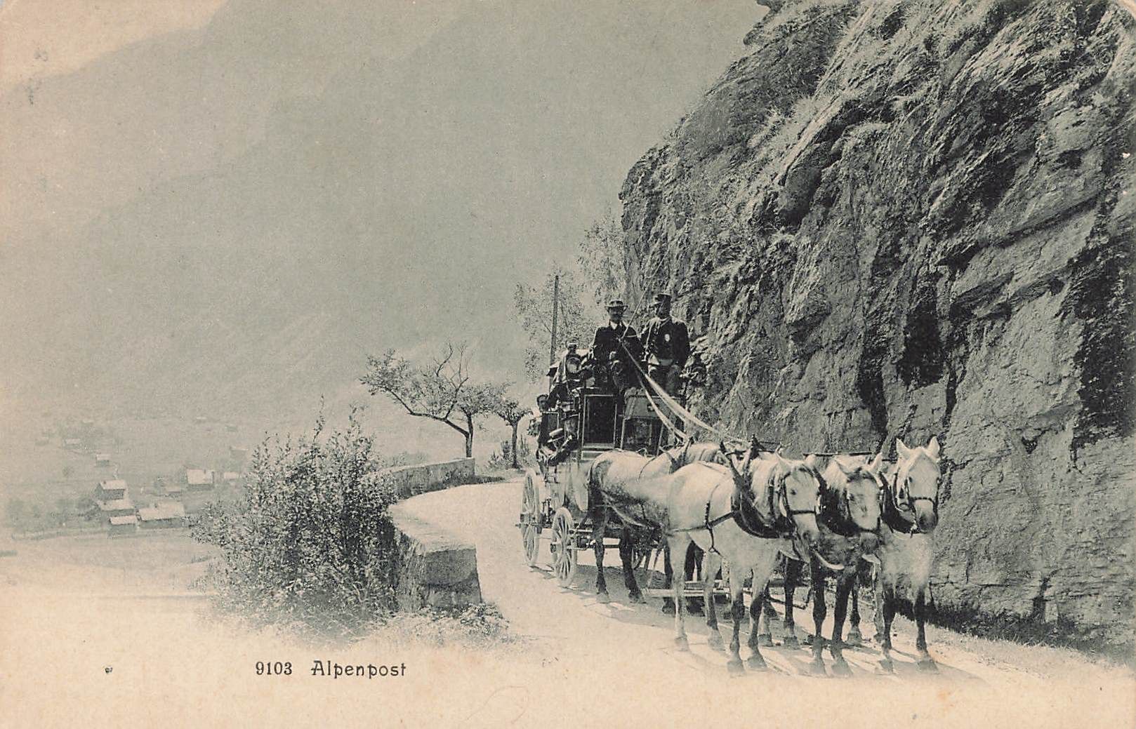 Cartoline postali: Alpenpost diligenza Sorgfalt Postkutsche – Usato da Biasca venduto da Blenio71