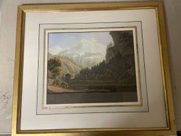 Vue sur le Wetterhorn gravure ancienne J.P. Lamy 49.5 cm