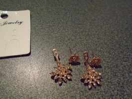 Ohrstecker goldfarbig, Blume/Schneestern