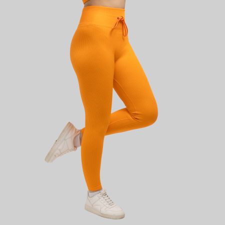 Sport Leggings Damen High Waist Seamless Orange L YAKWARY