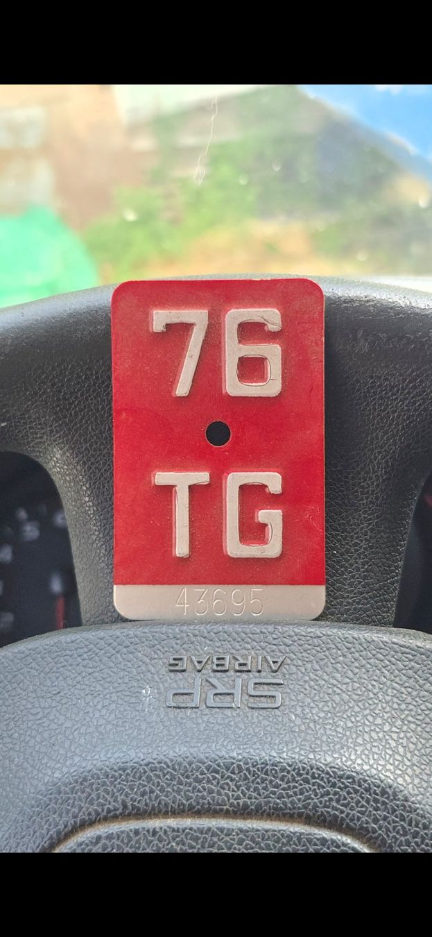 Schilder: Velonummee  TG, Thurgau 1976 – Gebraucht aus Oberaach von Wicktrade