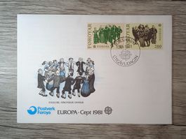 TR48 Enveloppe + Timbre Îles Féroé 19801