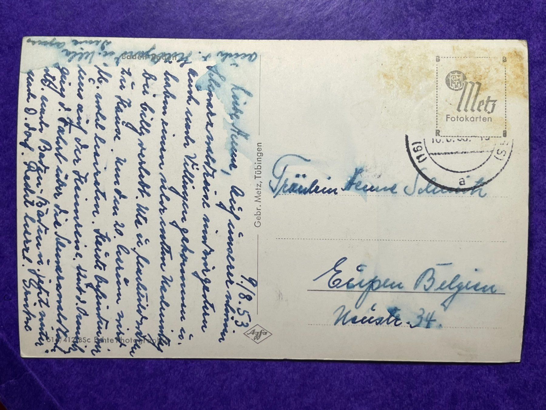 Ansichtskarten: Baden-Baden 1953 – Gebraucht aus Steg VS von _vinci_ 1