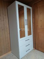 Kleiderschrank Weiss mit Spiegel 2 Türen 3 Schubladen
