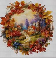 Perlen-Stickerei-DIY-Landschaft mit Haus-kreativ-Sticken