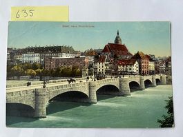 alte Postkarte Basel neue Rheinbrücke, 1913