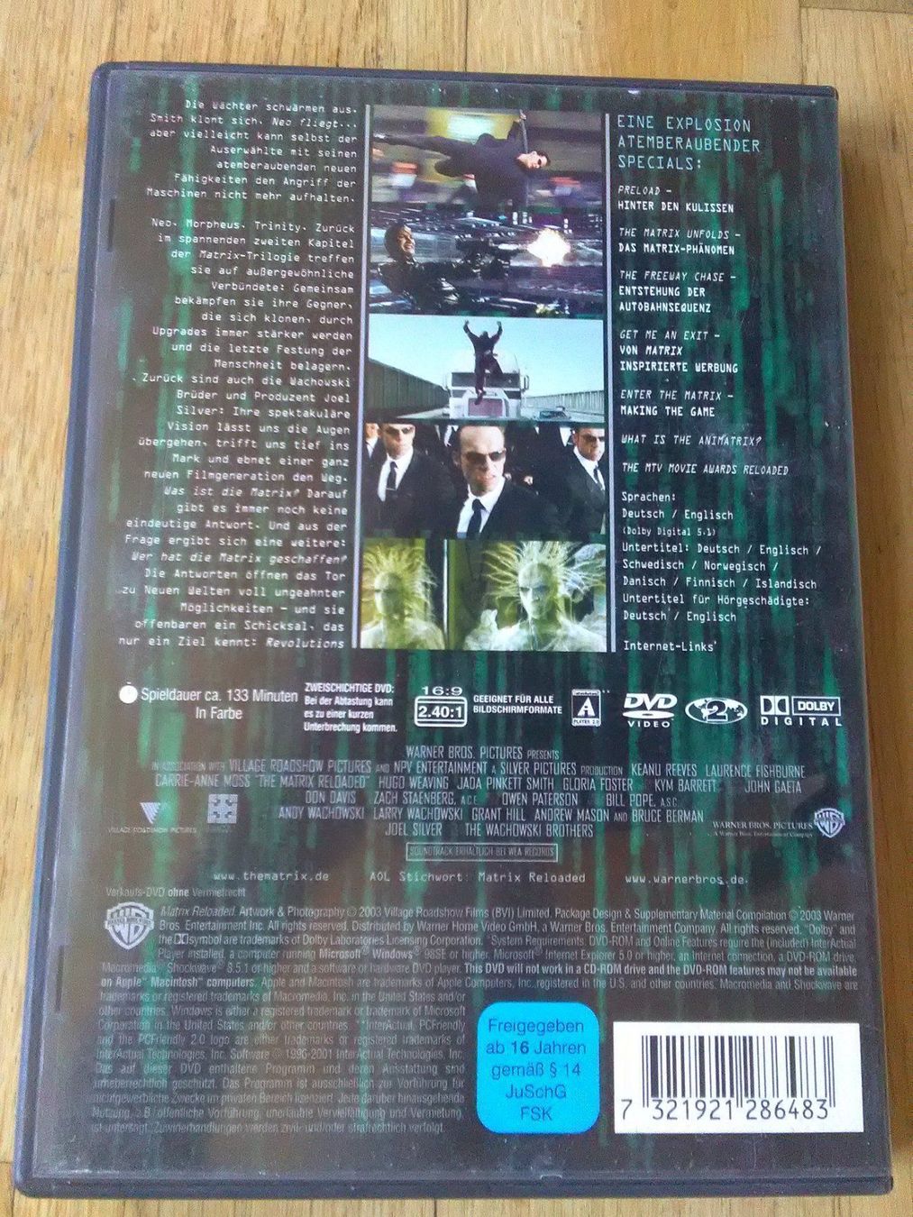 Alle DVDs: Matrix  (Trilogie)     De & Eng.       > 3'DVD's < – Gebraucht aus St.Galllen von elkaphone 6