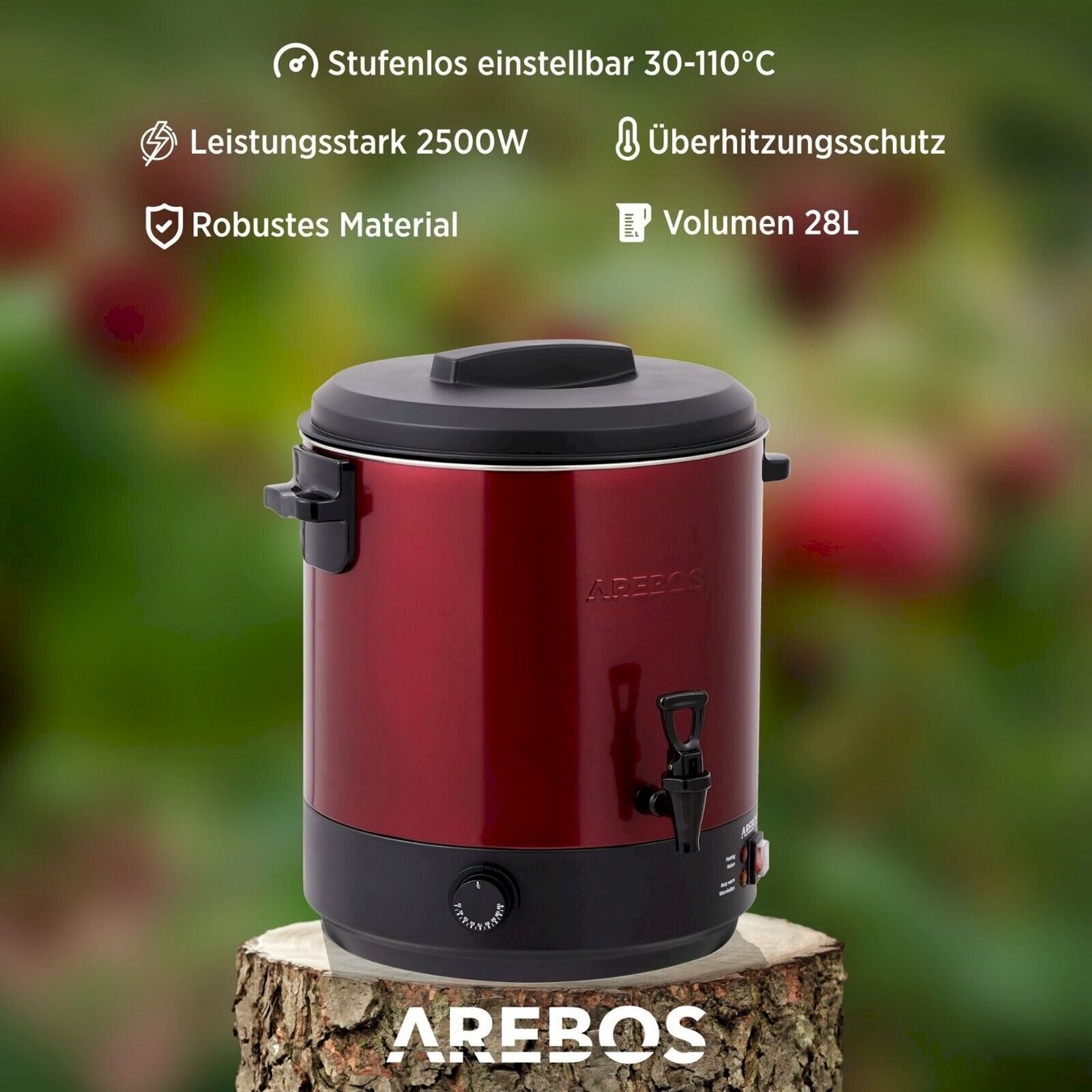 Elettrodomestici da cucina: AREBOS Einkochautomat 28 L Rot – Nuovo e nell'imballaggio originale da Bottighofen venduto da zaap 1